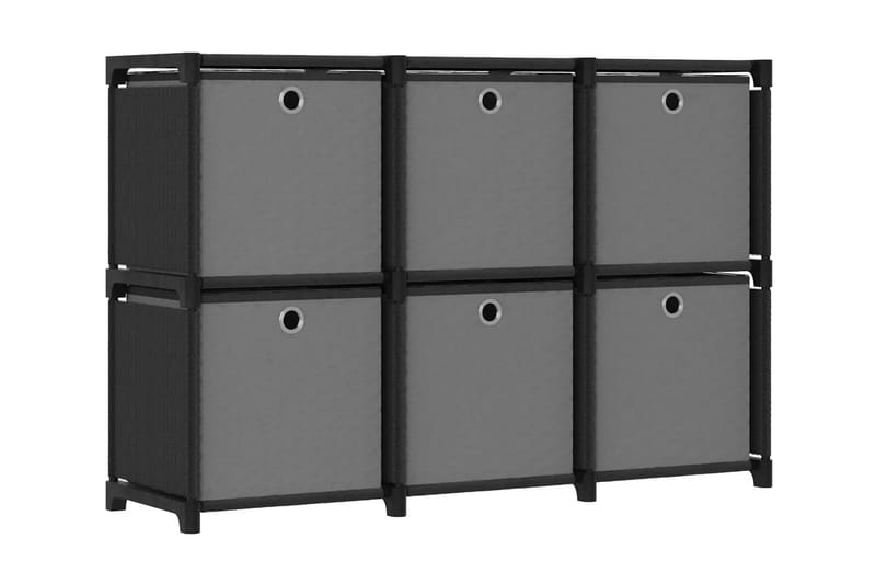 Hylla med 6 kuber med lådor svart 103x30x72,5 cm tyg - Svart - Hyllsystem