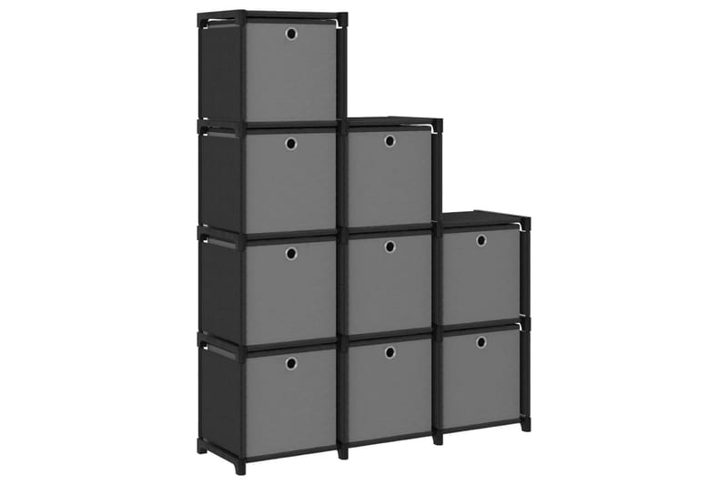 Hylla med 9 kuber med lådor svart 103x30x107,5 cm tyg - Svart - Förvaring - Hyllor - Hyllsystem