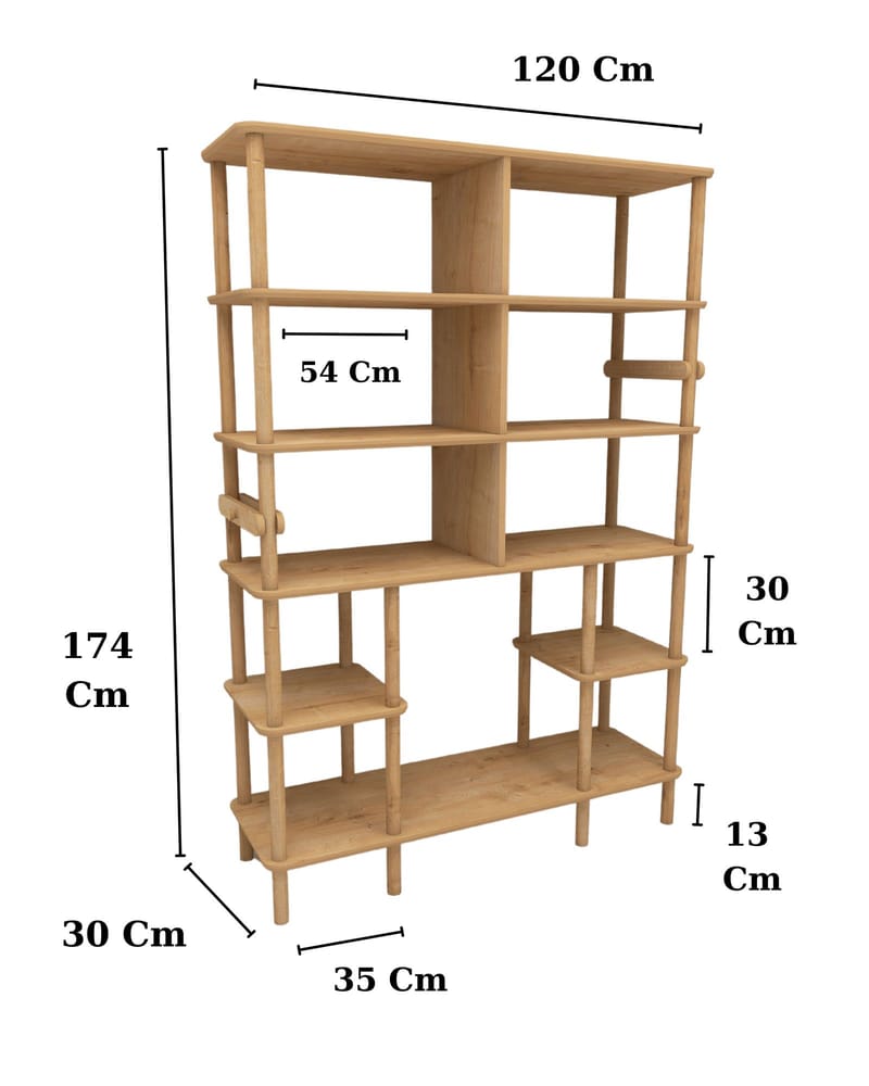 Icterina Bokhylla 120x174 cm - Ek - Förvaring - Hyllor - Bokhylla