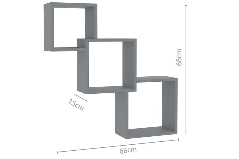 Kubhyllor högglans grå 84,5x15x27 cm spånskiva - Grå - Kökshylla - Vägghylla