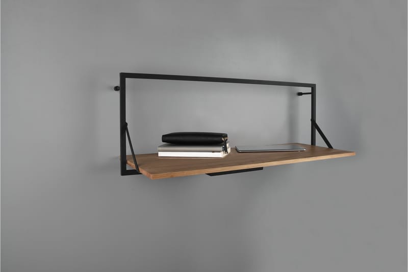 LEONIE Vägghylla LED-belyst 90x30 cm Trä/Svart - Trä/Svart - Förvaring - Hyllor - Vägghylla