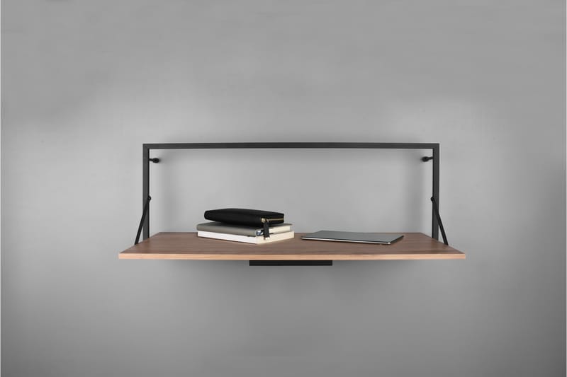 LEONIE Vägghylla LED-belyst 90x30 cm Trä/Svart - Trä/Svart - Förvaring - Hyllor - Vägghylla