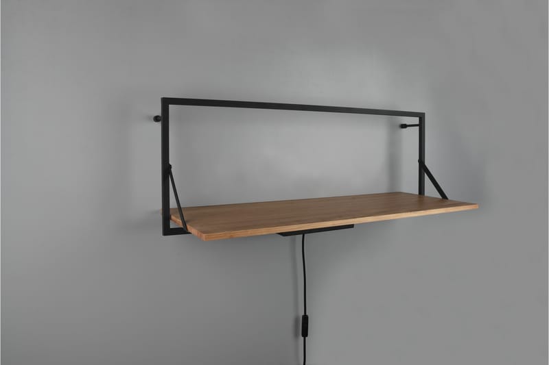 LEONIE Vägghylla LED-belyst 90x30 cm Trä/Svart - Trä/Svart - Förvaring - Hyllor - Vägghylla