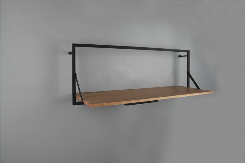 LEONIE Vägghylla LED-belyst 90x30 cm Trä/Svart - Trä/Svart - Förvaring - Hyllor - Vägghylla