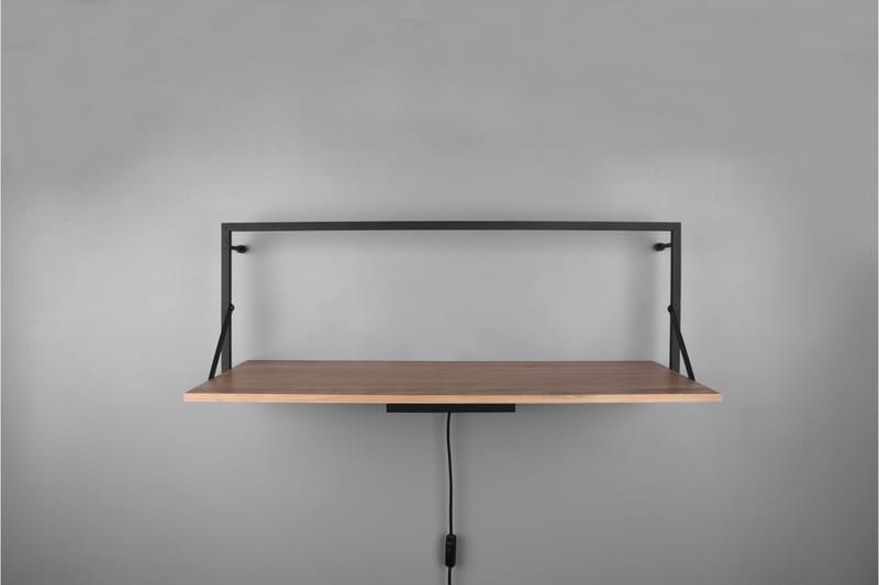 LEONIE Vägghylla LED-belyst 90x30 cm Trä/Svart - Trä/Svart - Förvaring - Hyllor - Vägghylla