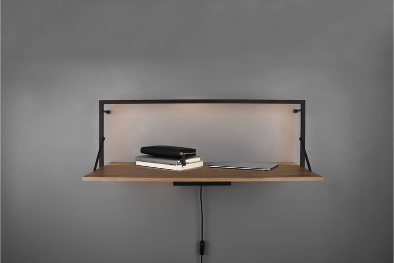 LEONIE Vägghylla LED-belyst 90x30 cm Trä/Svart - Trä/Svart - Förvaring - Hyllor - Vägghylla
