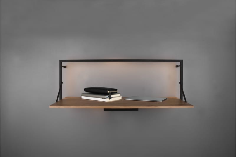 LEONIE Vägghylla LED-belyst 90x30 cm Trä/Svart - Trä/Svart - Förvaring - Hyllor - Vägghylla