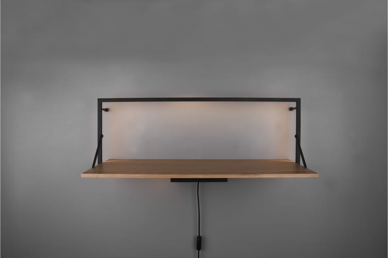 LEONIE Vägghylla LED-belyst 90x30 cm Trä/Svart - Trä/Svart - Förvaring - Hyllor - Vägghylla