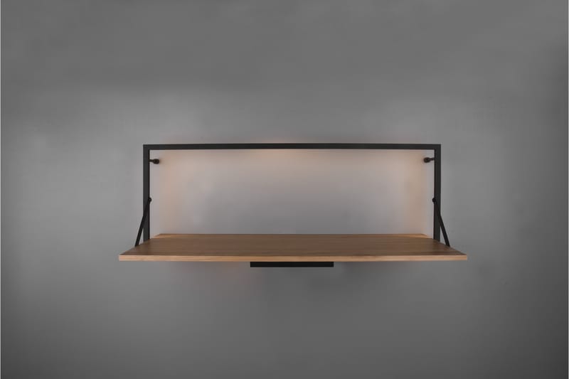LEONIE Vägghylla LED-belyst 90x30 cm Trä/Svart - Trä/Svart - Förvaring - Hyllor - Vägghylla