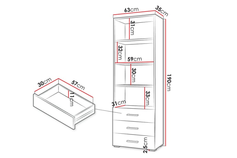 Lindesberg Bokhylla 63 cm - Vit - Förvaring - Hyllor - Bokhylla
