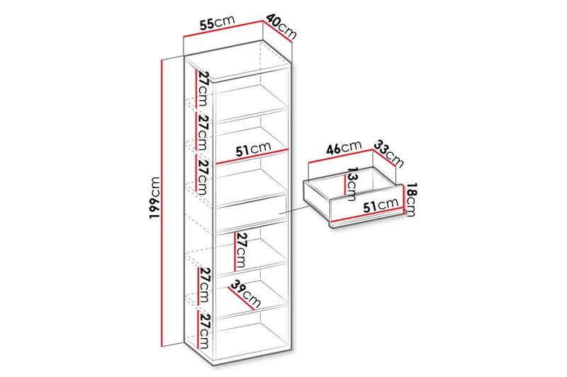 Metropolitan Bokhylla 55x40 cm - Brun/Vit/Ljusgrå/Svart - Förvaring - Hyllor - Bokhylla
