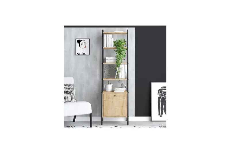 Monaia Bokhylla 44 cm - Ek/Svart - Förvaring - Hyllor - Bokhylla