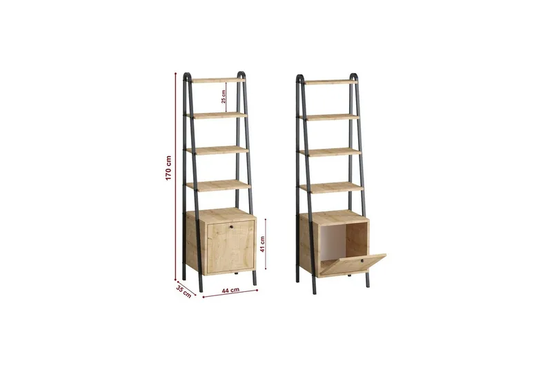 Monaia Bokhylla 44 cm - Ek/Svart - Förvaring - Hyllor - Bokhylla