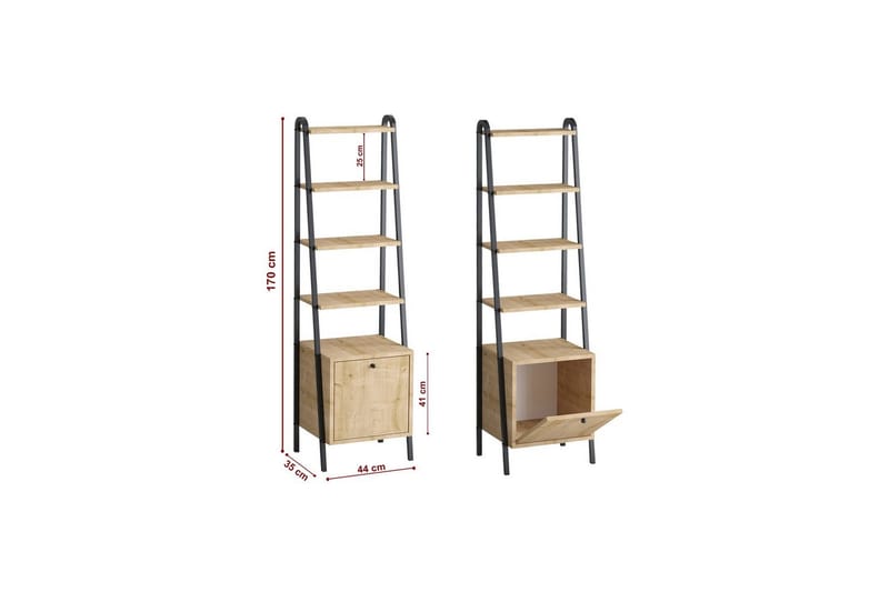 Monaia Bokhylla 44 cm - Ek/Svart - Förvaring - Hyllor - Bokhylla