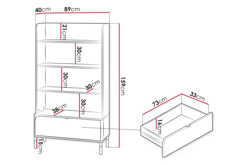 Monfort Bokhylla 89x40 cm - Beige - Förvaring - Hyllor - Bokhylla