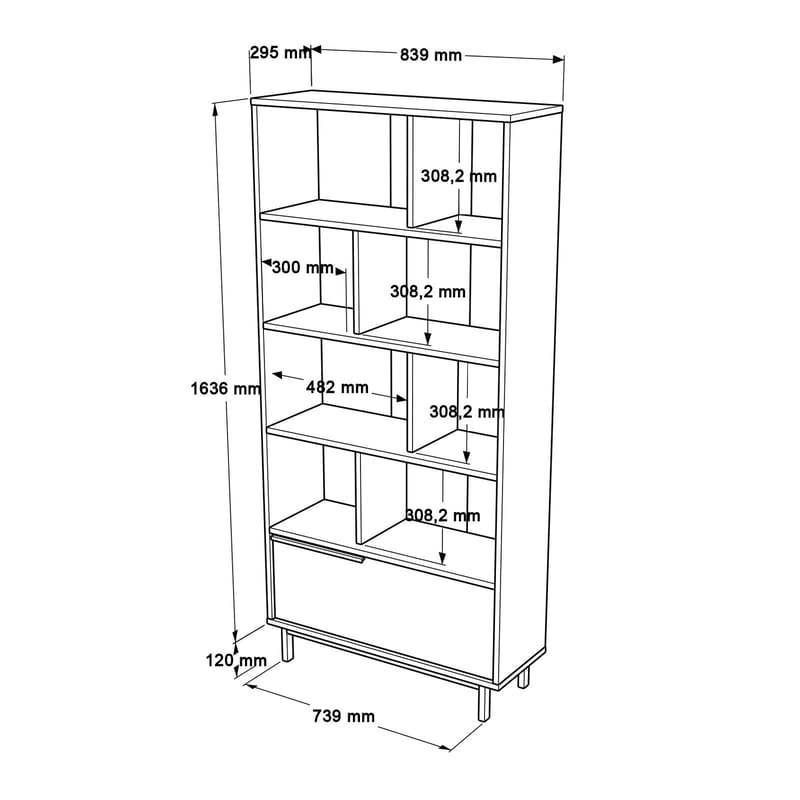 Nilena Bokhylla 83,9x175,6x29,5 cm - Ek och vitt - Förvaring - Hyllor - Bokhylla