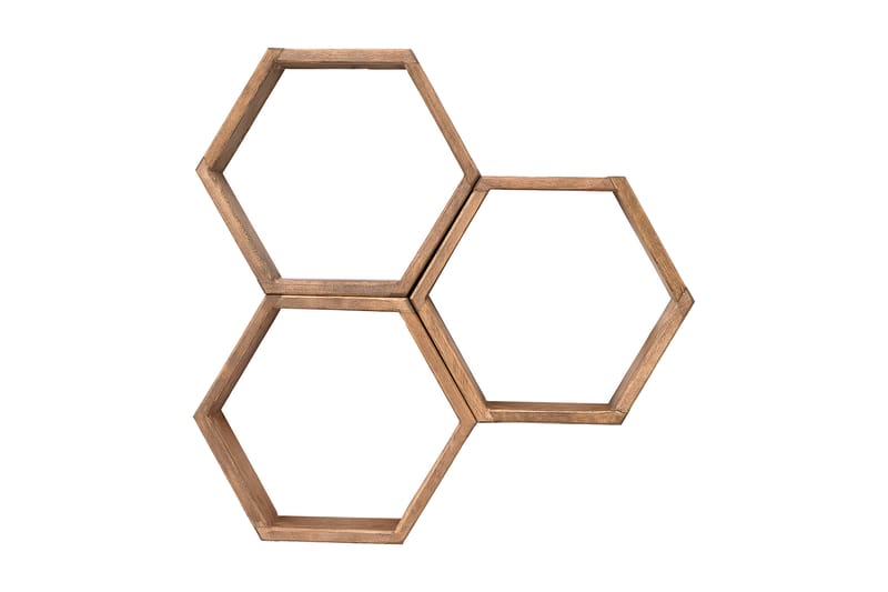 NUVOLI Vägghylla 58x9 cm 3 Hyllor Mörkbrun - Kökshylla - Vägghylla