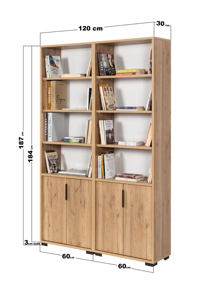 Pavio Bokhylla 120x187x30 cm - Sapphire Oak - Förvaring - Hyllor - Bokhylla