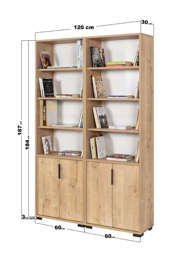 Pavio Bokhylla 120x187x30 cm - Sapphire Oak - Förvaring - Hyllor - Bokhylla