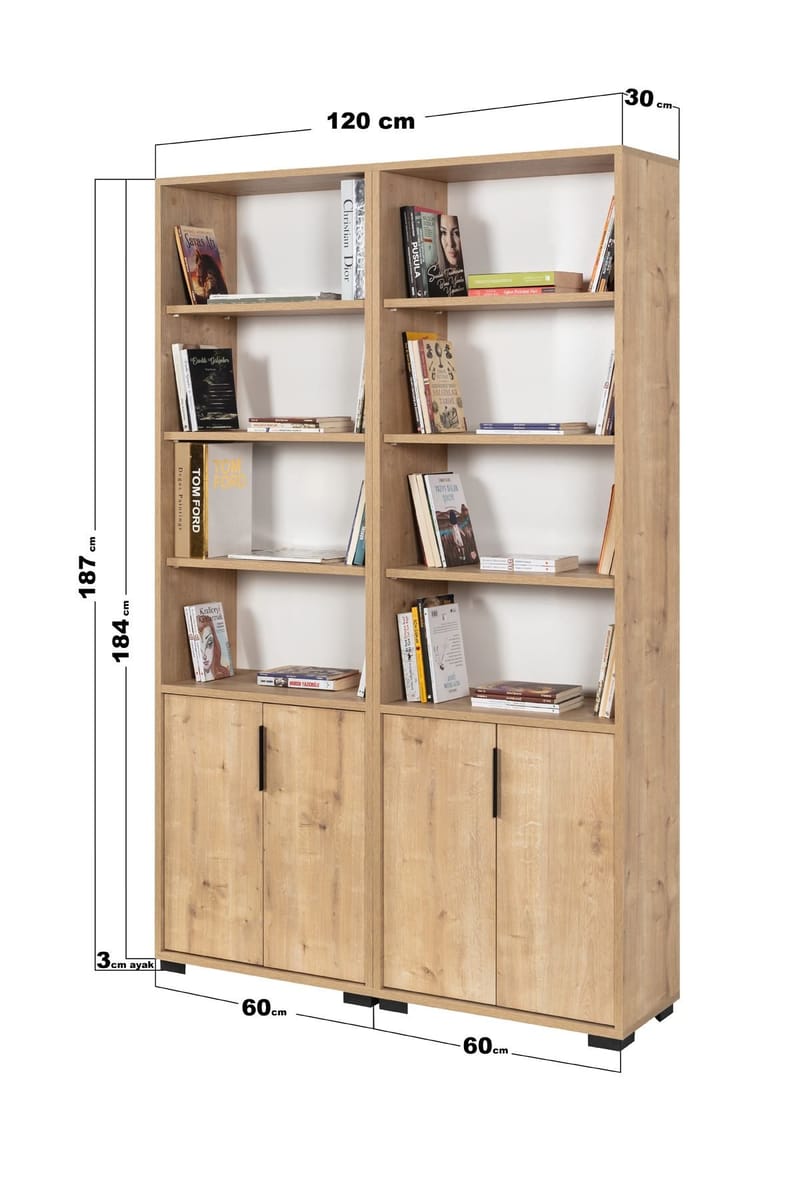 Pavio Bokhylla 120x187x30 cm - Sapphire Oak - Förvaring - Hyllor - Bokhylla