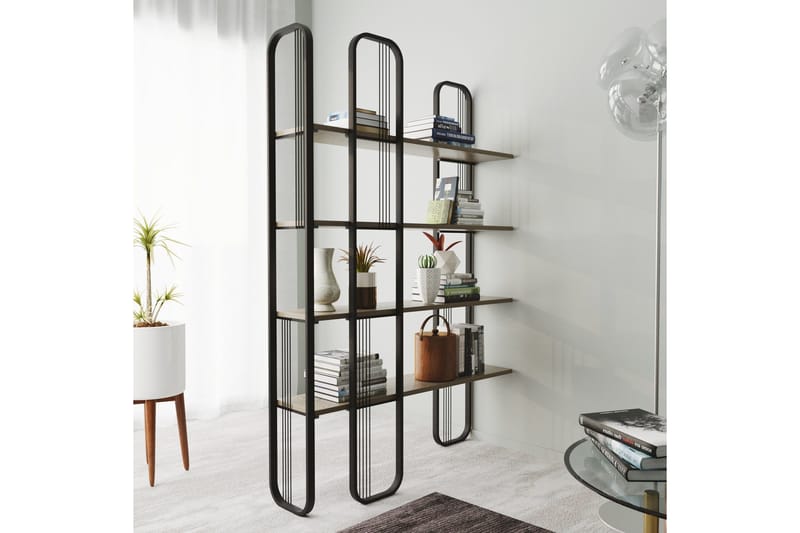 Pemu Bokhylla 125 cm i Metall med Träskiva - Svart - Förvaring - Hyllor - Bokhylla