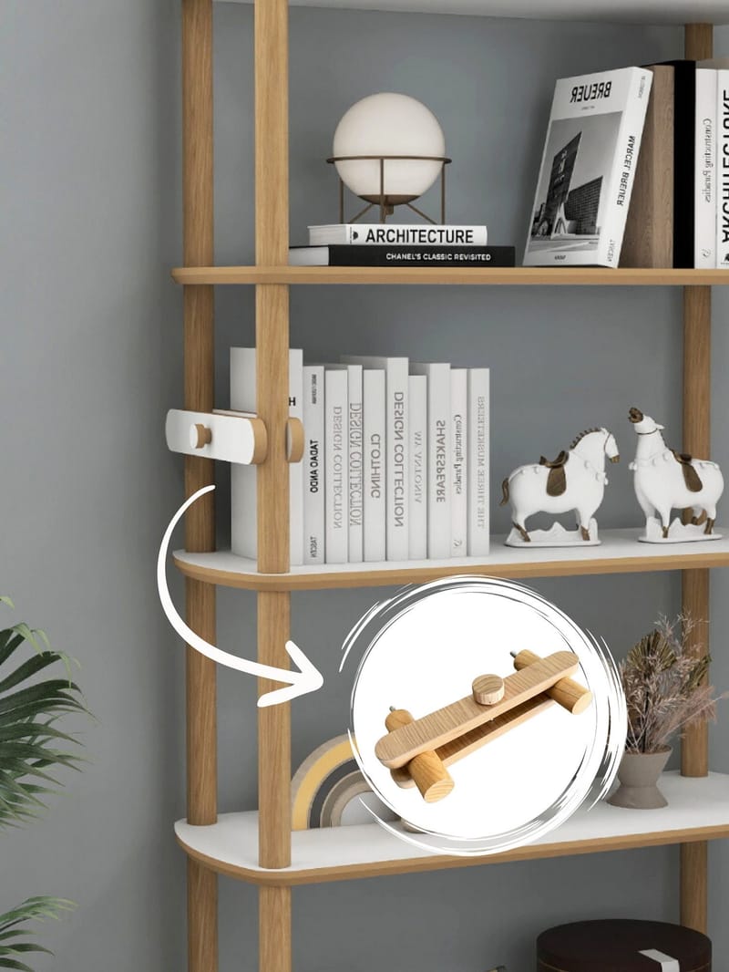 Pienk Bokhylla 80x174 cm - Ek och vit - Förvaring - Hyllor - Bokhylla