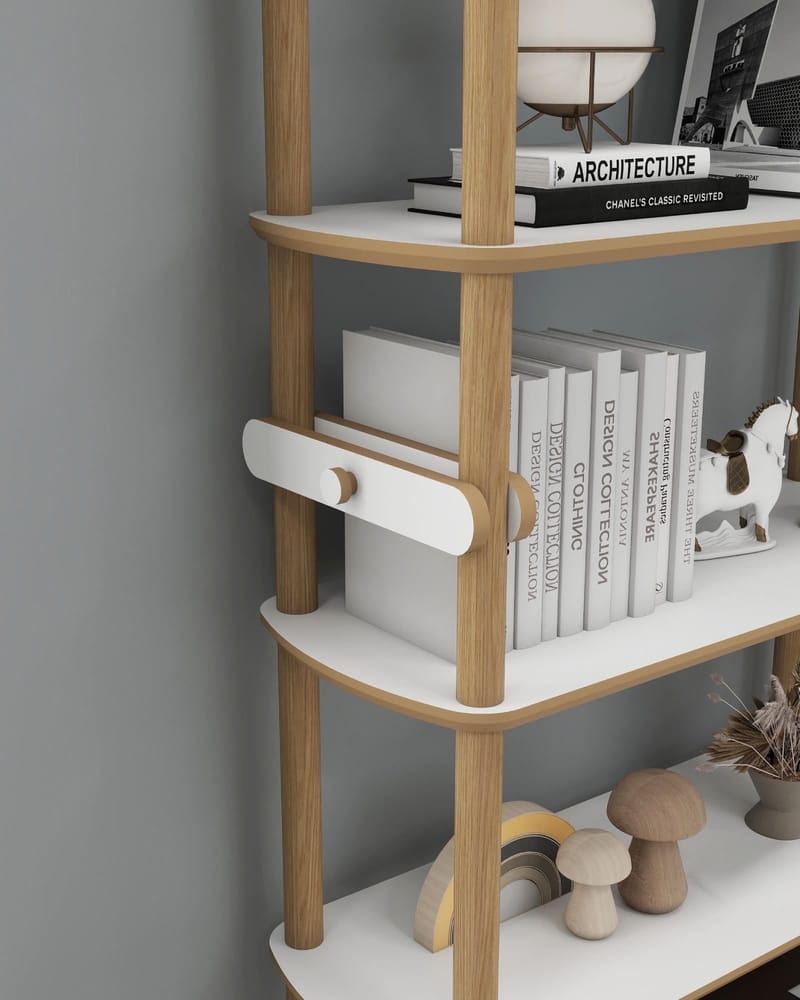 Pienk Bokhylla 80x174 cm - Ek och vit - Förvaring - Hyllor - Bokhylla