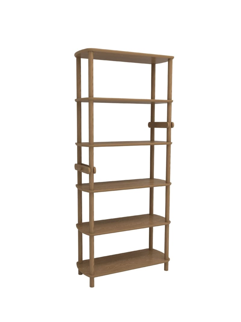 Pienk Hög Bokhylla 80 cm i Ek, Brun