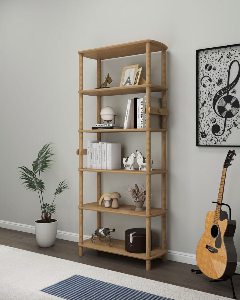 Pienk Hög Bokhylla 80 cm i Ek - Brun - Förvaring - Hyllor - Bokhylla