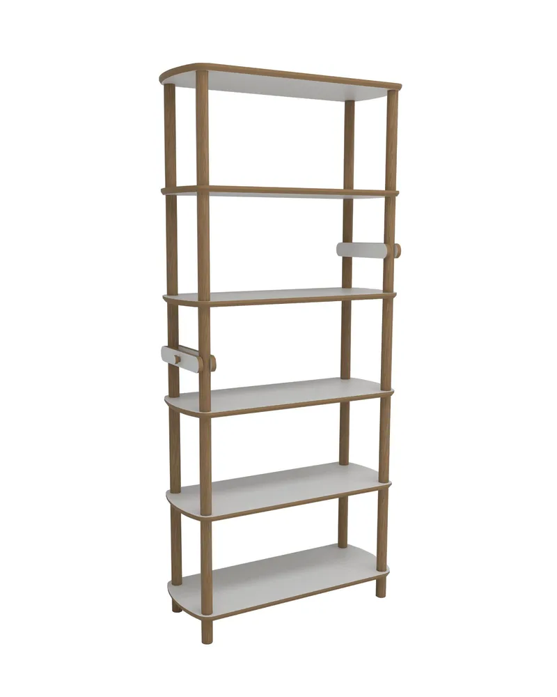 Pienk Hög Bokhylla 80 cm i Ek och, Vit|Brun