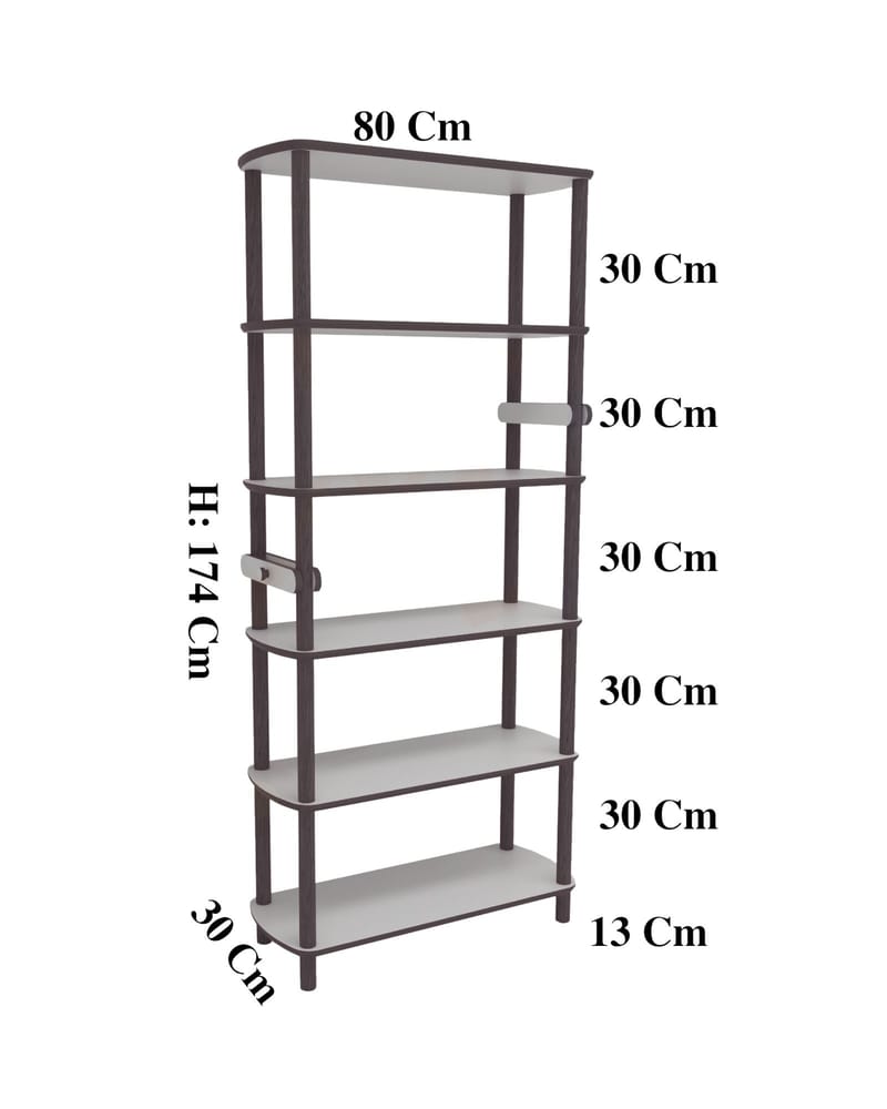 Pienk Hög Bokhylla 80 cm i Ek och - Vit|Brun - Förvaring - Hyllor - Bokhylla