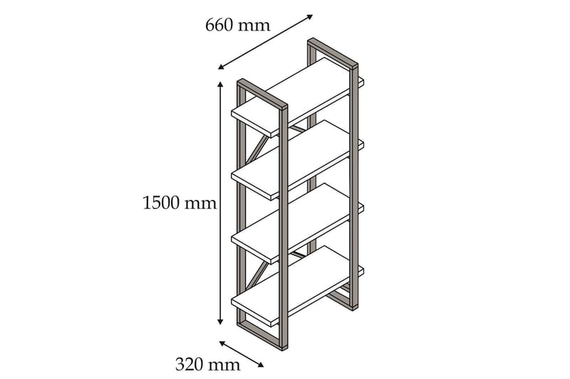 Puqa Bokhylla 66 cm i Valnöt - Brun - Förvaring - Hyllor - Bokhylla