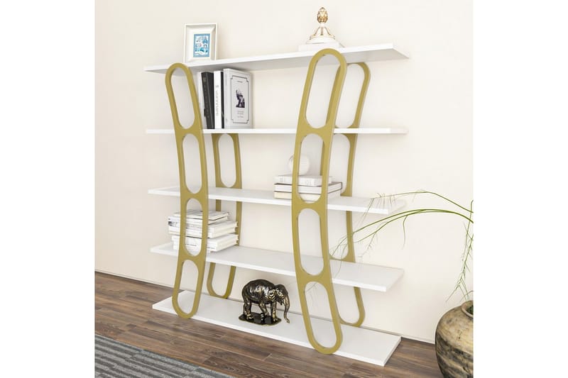 Quenla Bokhylla 120 cm - Guld/Vit - Förvaring - Hyllor - Bokhylla
