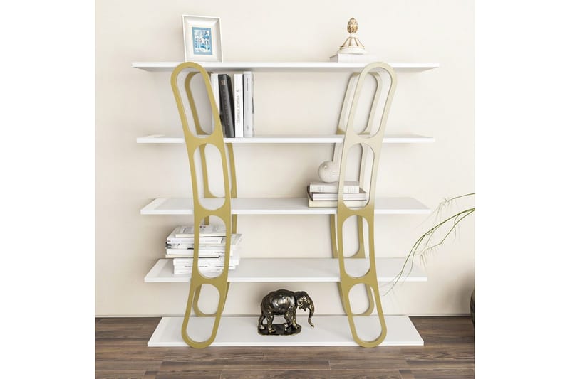 Quenla Bokhylla 120 cm - Guld/Vit - Förvaring - Hyllor - Bokhylla