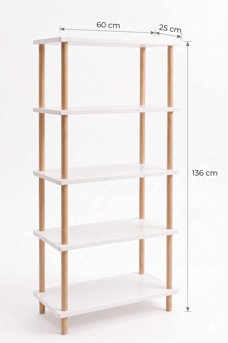Ryrhyrdhonar Bokhylla 60x136x25 cm - Vit - Förvaring - Hyllor - Bokhylla