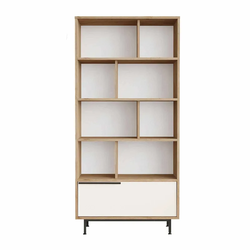 Sarnor Bokhylla 83,9x163,6x29,5 cm, Naturlig och vit