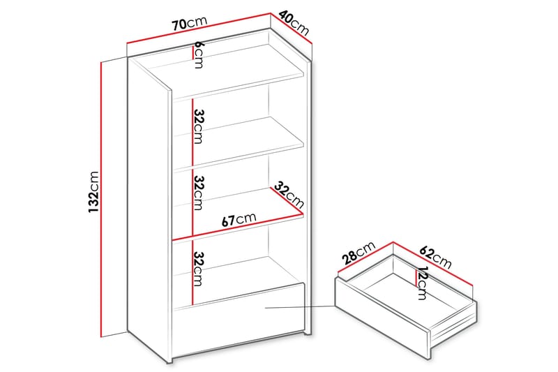 Sigmana Bokhylla 70x40 cm - Grå - Förvaring - Hyllor - Bokhylla