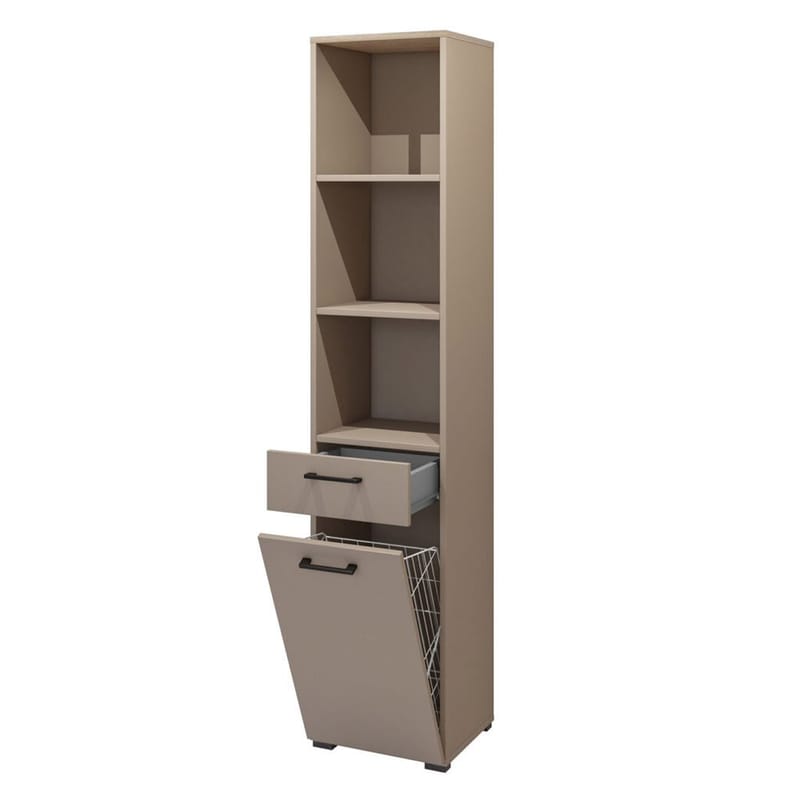 Skåp Bokhylla 40 cm med 1 Låda och 1 Dörr i Ek - Taupe - Förvaring - Hyllor - Bokhylla
