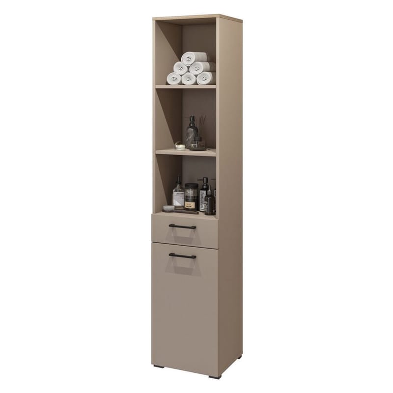Skåp Bokhylla 40 cm med 1 Låda och 1 Dörr i Ek - Taupe - Förvaring - Hyllor - Bokhylla
