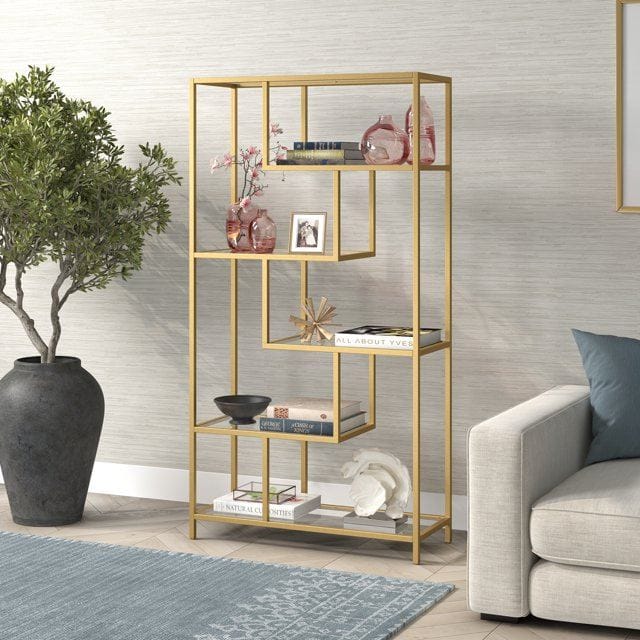 Sorena Bokhylla 90x172 cm - Guld/transparent - Förvaring - Hyllor - Bokhylla