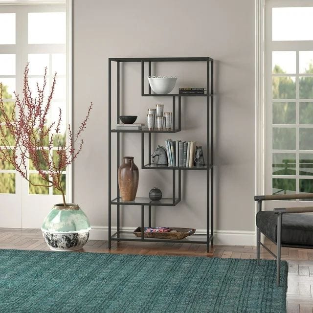 Sorena Bokhylla 90x172 cm - Svart och transparent - Förvaring - Hyllor - Bokhylla