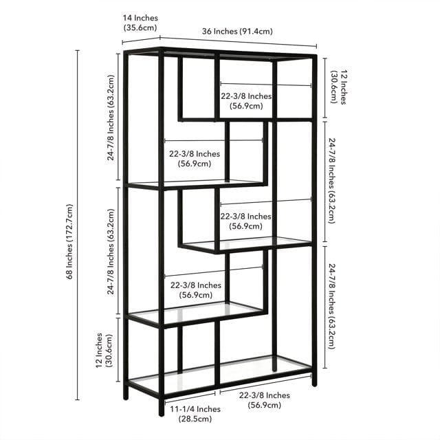 Sorena Bokhylla 90x172 cm - Svart och transparent - Förvaring - Hyllor - Bokhylla
