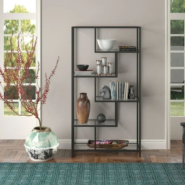 Sorena Bokhylla 90x172 cm - Svart och transparent - Förvaring - Hyllor - Bokhylla