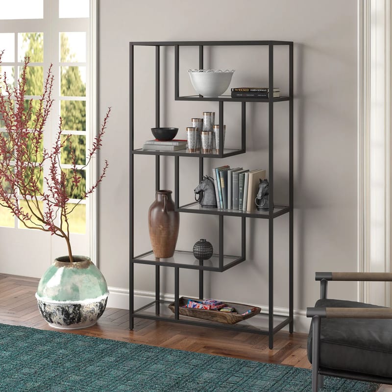 Sorena Bokhylla 90x172 cm - Svart och transparent - Förvaring - Hyllor - Bokhylla