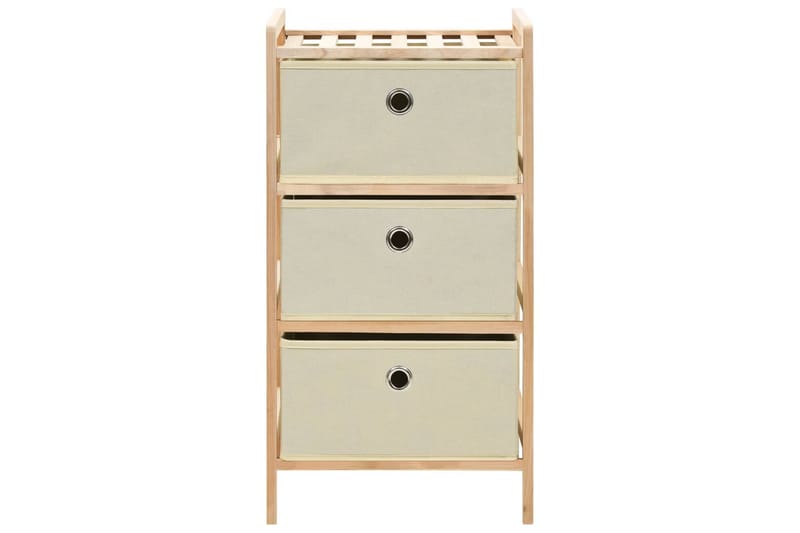 Förvaringshylla med 3 tygkorgar cedarträ beige - Beige - Förvaring - Hyllor - Steghylla & trapphylla