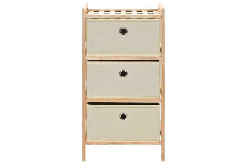 Förvaringshylla med 3 tygkorgar cedarträ beige - Beige - Steghylla & trapphylla