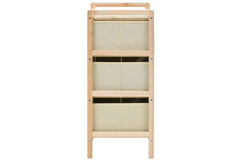 Förvaringshylla med 3 tygkorgar cedarträ beige - Beige - Förvaring - Hyllor - Steghylla & trapphylla