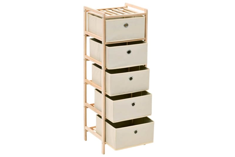 Förvaringshylla med 5 tygkorgar cedarträ beige - Beige - Förvaring - Hyllor - Steghylla & trapphylla