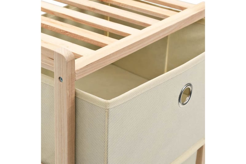 Förvaringshylla med 5 tygkorgar cedarträ beige - Beige - Förvaring - Hyllor - Steghylla & trapphylla