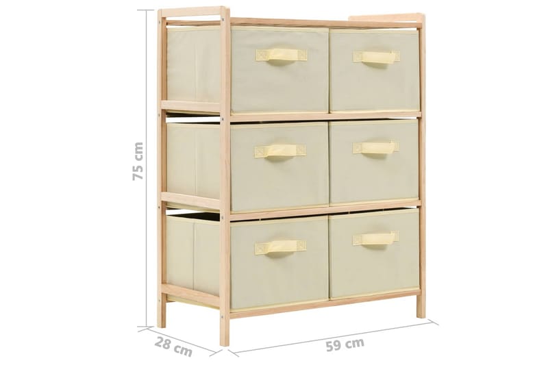 Förvaringshylla med 6 tygkorgar cedarträ beige - Beige - Förvaring - Hyllor - Steghylla & trapphylla